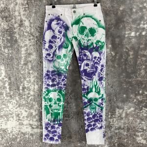 Polo Ralph Lauren Size 27 Stretch Skull Custom Made Denim Jeans Pants White